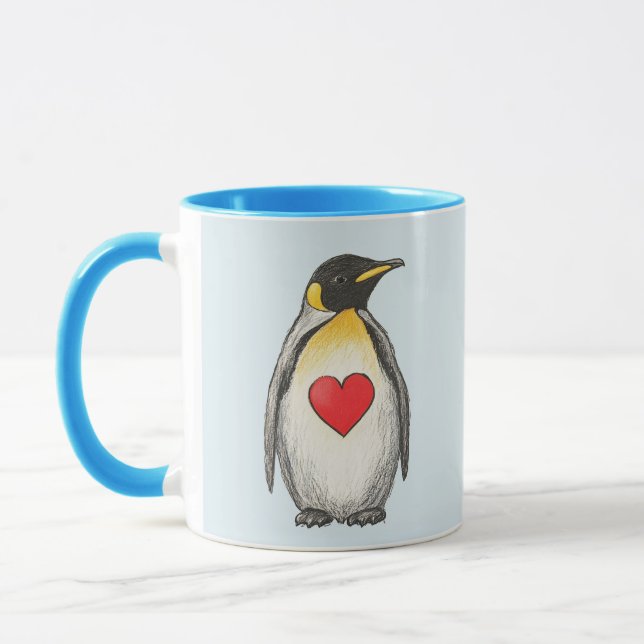 Caneca Bonito Presente, Rei Pinguim Com Coração, Texto Pr (Esquerda)