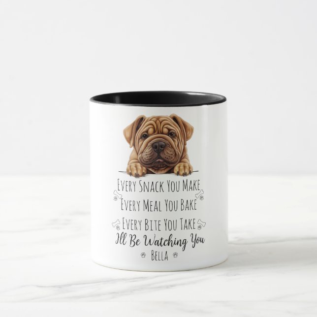 Caneca Bonito Shar Pei Cachorro Engraçado Personalizado (Centro)