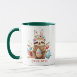Caneca Bonito Sloth Páscoa Coelho Ovos Nome
