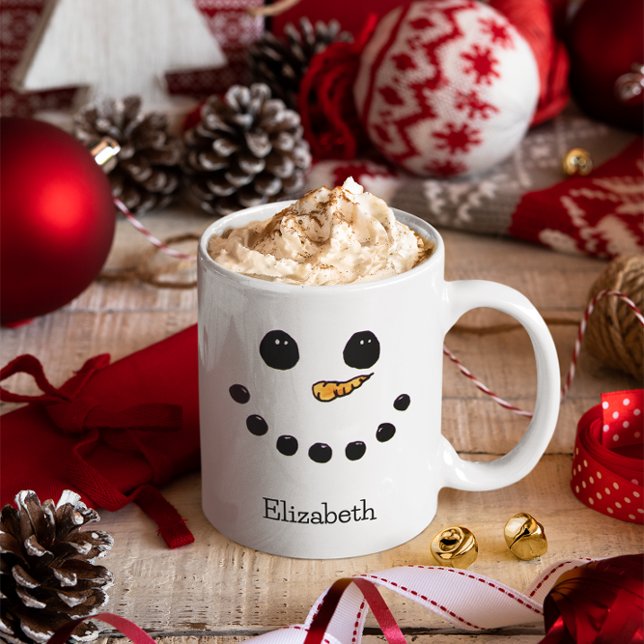 Caneca Bonito Snowman Personalizado Nome Personalizado Na (Criador carregado)
