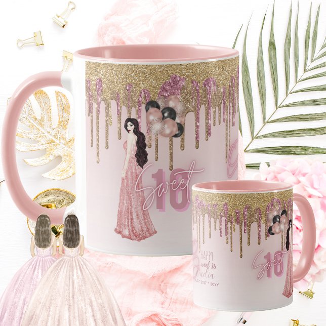 Caneca Bonito Sweet16 ROSEGOLD DRIPPING BUNETTE (Criador carregado)
