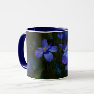 Caneca Bonito taça de pintura do jardim de flores azuis