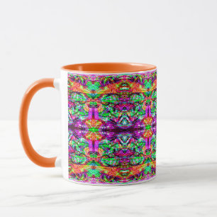 Caneca Bonito tribal neon abstrato simétrico colorido