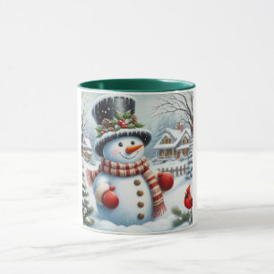 Caneca Bonito, Vintage/Natal Whimsical/boneco de neve de 