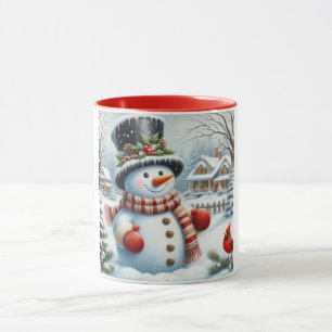 Caneca Bonito, Vintage/Natal Whimsical/boneco de neve de 