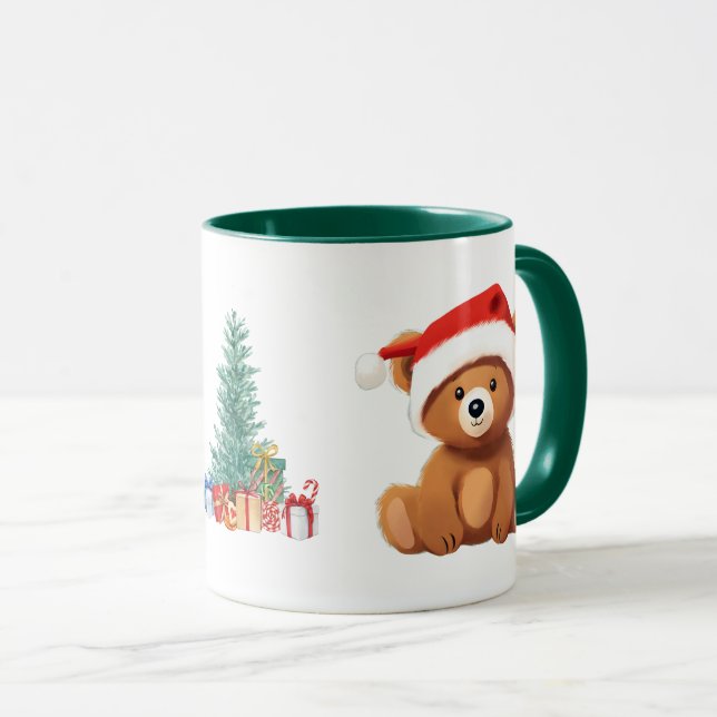 Caneca Bons animais de inverno Ursos Papais noeis de Nata (Frente Esquerda)