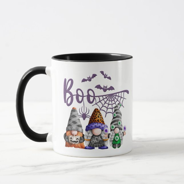 Caneca Boo Purple Glitter Halloween Gnomos (Esquerda)