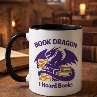 Caneca Book Lover Mug | Book Dragon I Hoard Books Coffee 