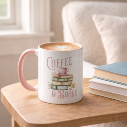 Caneca Book Lover Pink Handle Initial Mug