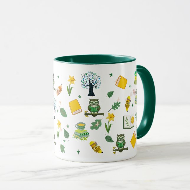 Caneca Book Lover Spring Design 11oz Coffee Mug (Frente Esquerda)