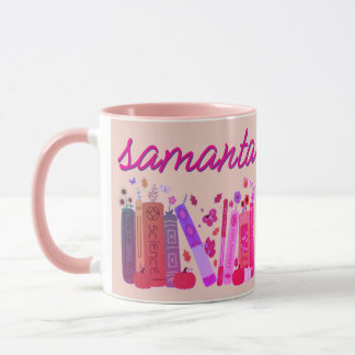 Caneca Bookish Orange Pumpkin Floral Autumn Pink Combo 