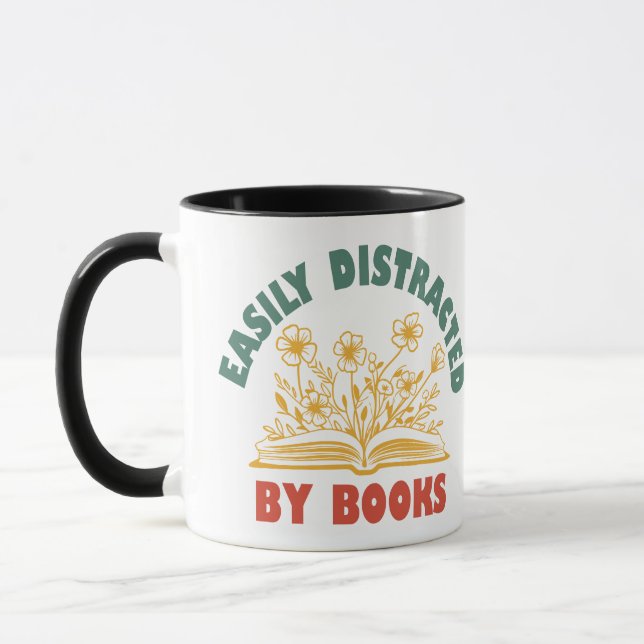 Caneca Bookworm Funny Facilmente Distraído Por Livros (Esquerda)