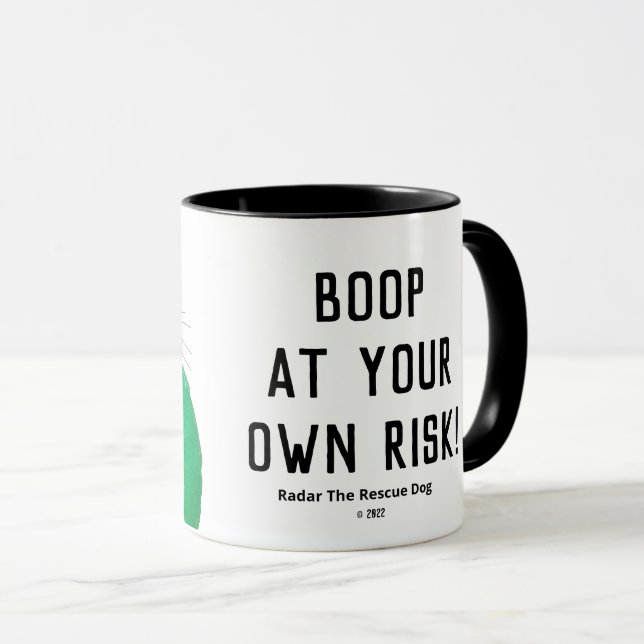 Caneca "Boop At Your Own Risk" — Radar O Cão De Em (Frente Esquerda)