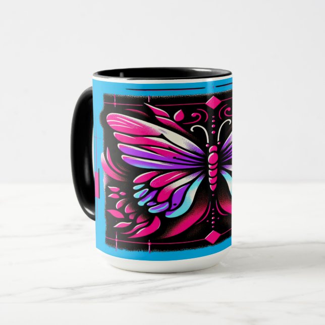 Caneca "Borboleta Brilhante" - Mug personalizável (Frente Esquerda)