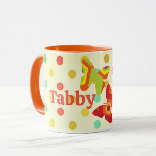 Caneca Borboleta de bolinhas stripe de Boho 70
