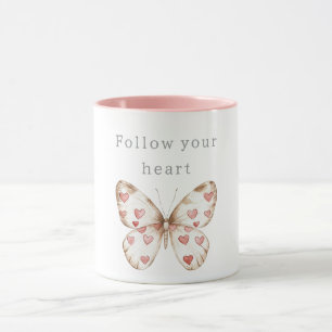 Caneca Borboleta de Corações Rosa