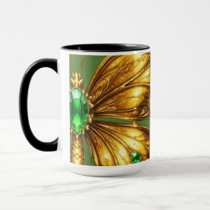 Caneca Borboleta de Cristal Esmeralda Dourada
