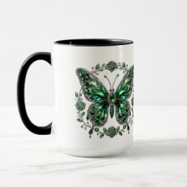 Caneca Borboleta de Cristal Verde | Moldura Floral