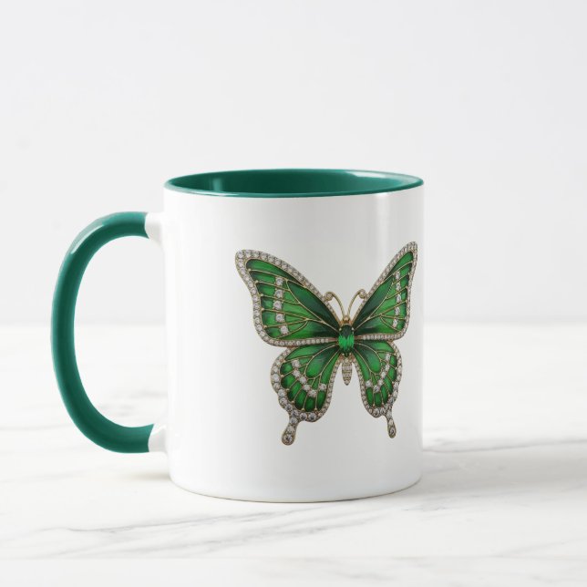 Caneca Borboleta de Esmeralda e Diamante Luxuosa (Esquerda)