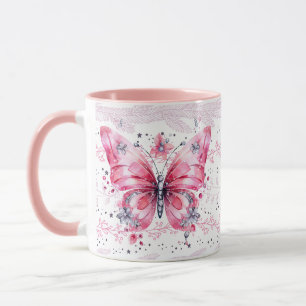 Caneca Borboleta de fada rosa-farelo