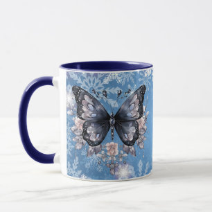 Caneca Borboleta de inverno mágica com flocos de neve