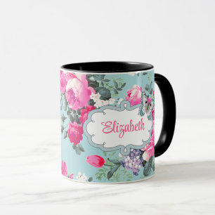 Caneca Borboleta e Rosas Dia de as mães de nome persona