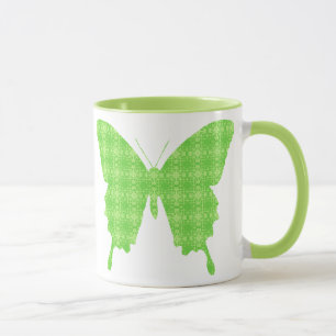 Caneca Borboleta em impressão de papel de parede - verde 