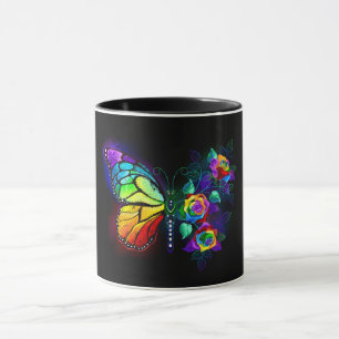 Caneca Borboleta-flor-arco-íris