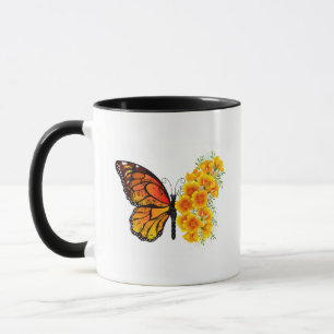 Caneca Borboleta Flor com Papagaio Amarelo da Califórnia