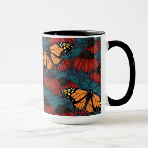 Caneca Borboleta-monarca em camponeses vermelhos