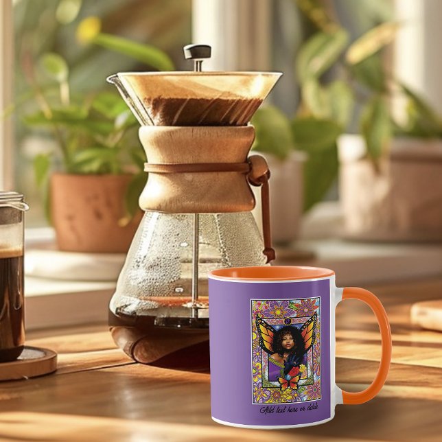 Caneca Borboleta Monarca Fada Purple Floral (Criador carregado)