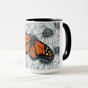 Caneca Borboleta monarca sobre os comissários