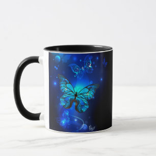 Caneca Borboleta Morpho no Fundo Escuro
