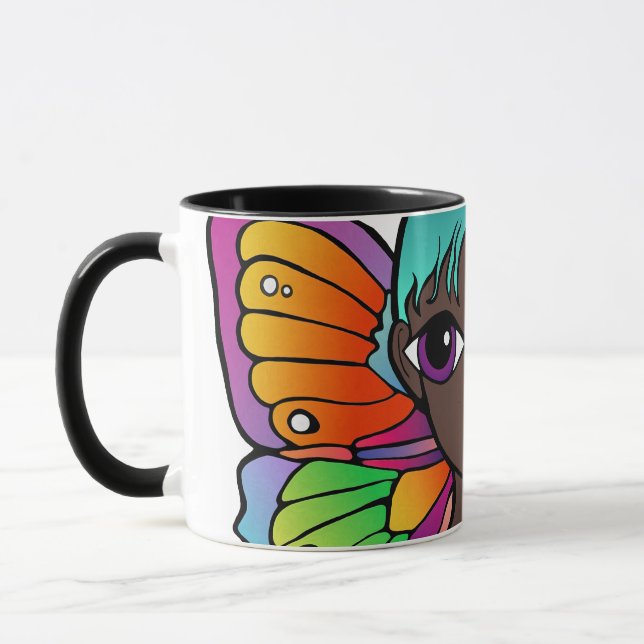 Caneca Borboleta Mulher Café Mug (Esquerda)
