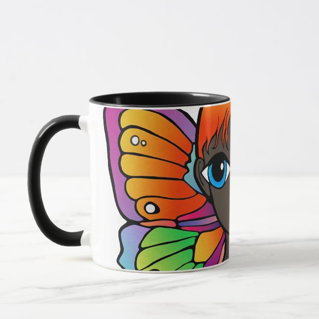 Caneca Borboleta Mulher Café Mug (Esquerda)