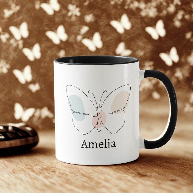 Caneca Borboleta Nome Personalizado (Criador carregado)