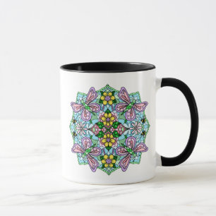 Caneca Borboleta rosa Mandala Whimsical Drake