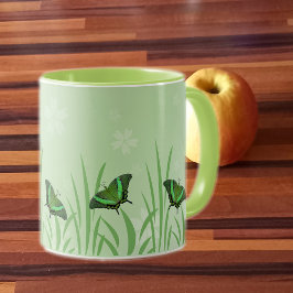 Caneca Borboleta verde em verde claro - romântica