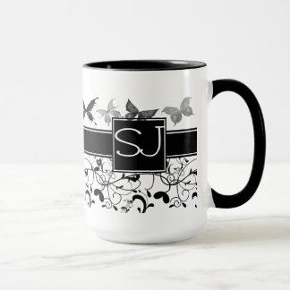 Caneca Borboleta Vitoriana Preta-Amarelo-Amarelo