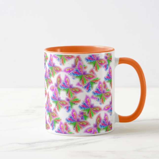 Caneca Borboletas Abstratas (laranja) (Direita)