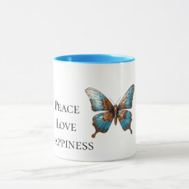 Caneca Borboletas Azuis Turquesa