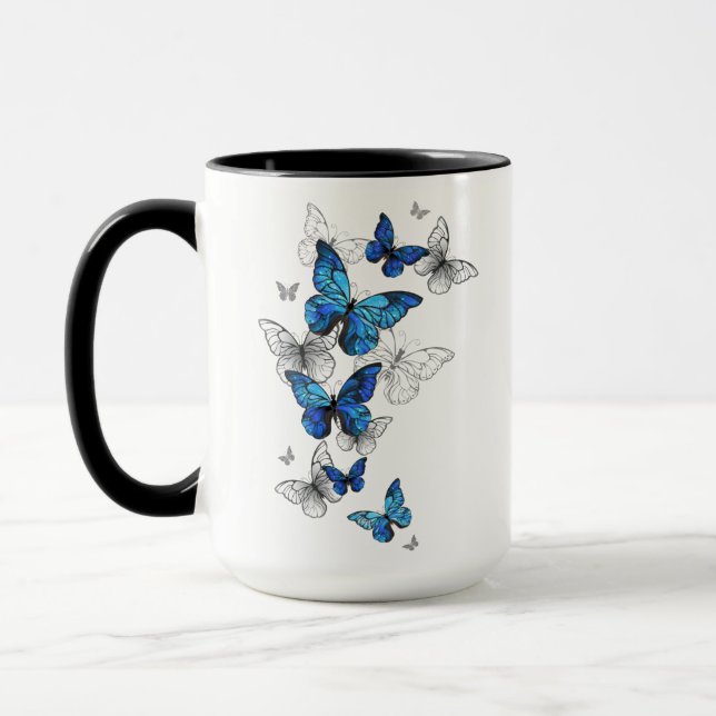 Caneca Borboletas Azuis Voadoras Morpho (Esquerda)