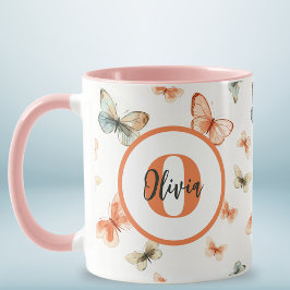 Caneca Borboletas de Aquarela Moderna Monograma