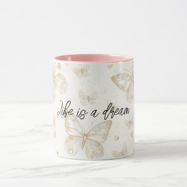 Caneca Borboletas de Creme Corações Pequenos (Centro)