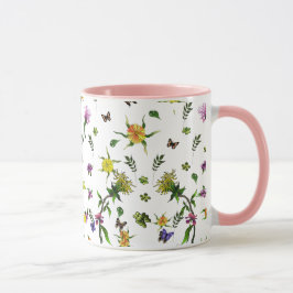 Caneca Borboletas e flores
