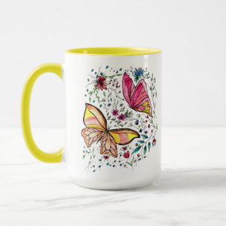 Caneca Borboletas e nome feito sob encomenda
