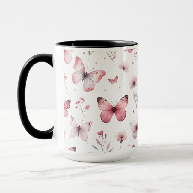 Caneca Borboletas Rosa (Esquerda)