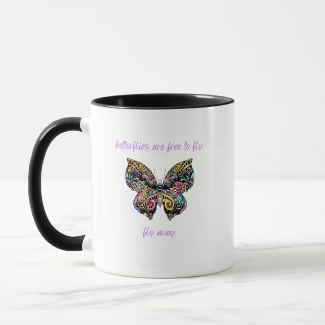 Caneca Borboletas São Livres para Voar, Voar Para Longe (Esquerda)