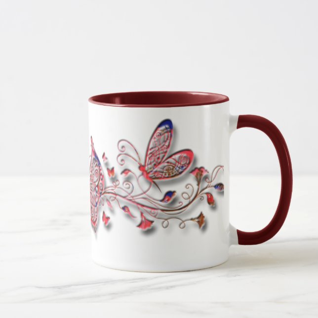 Caneca Borboletas vermelhas (Direita)