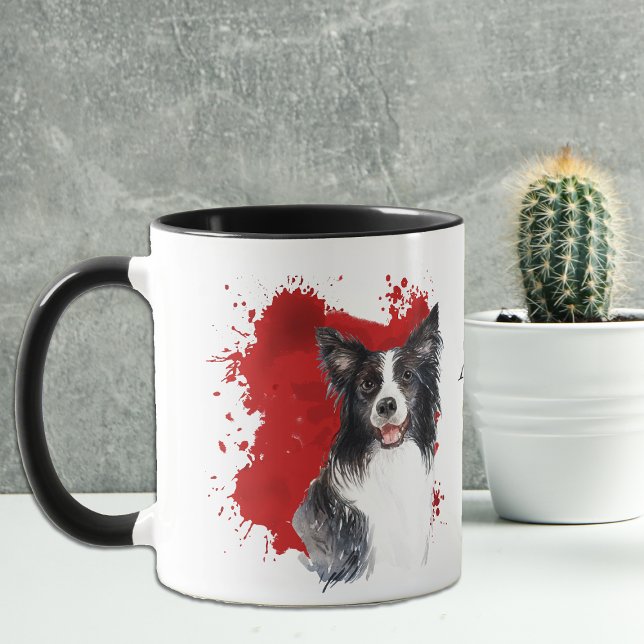 Caneca Borda Cachorro Vermelho Abstrato (Criador carregado)